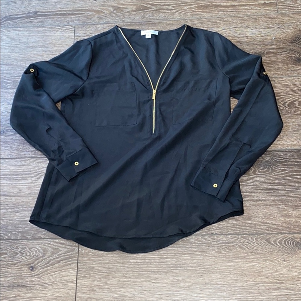 Calvin Klein black long sleeve with gold accents